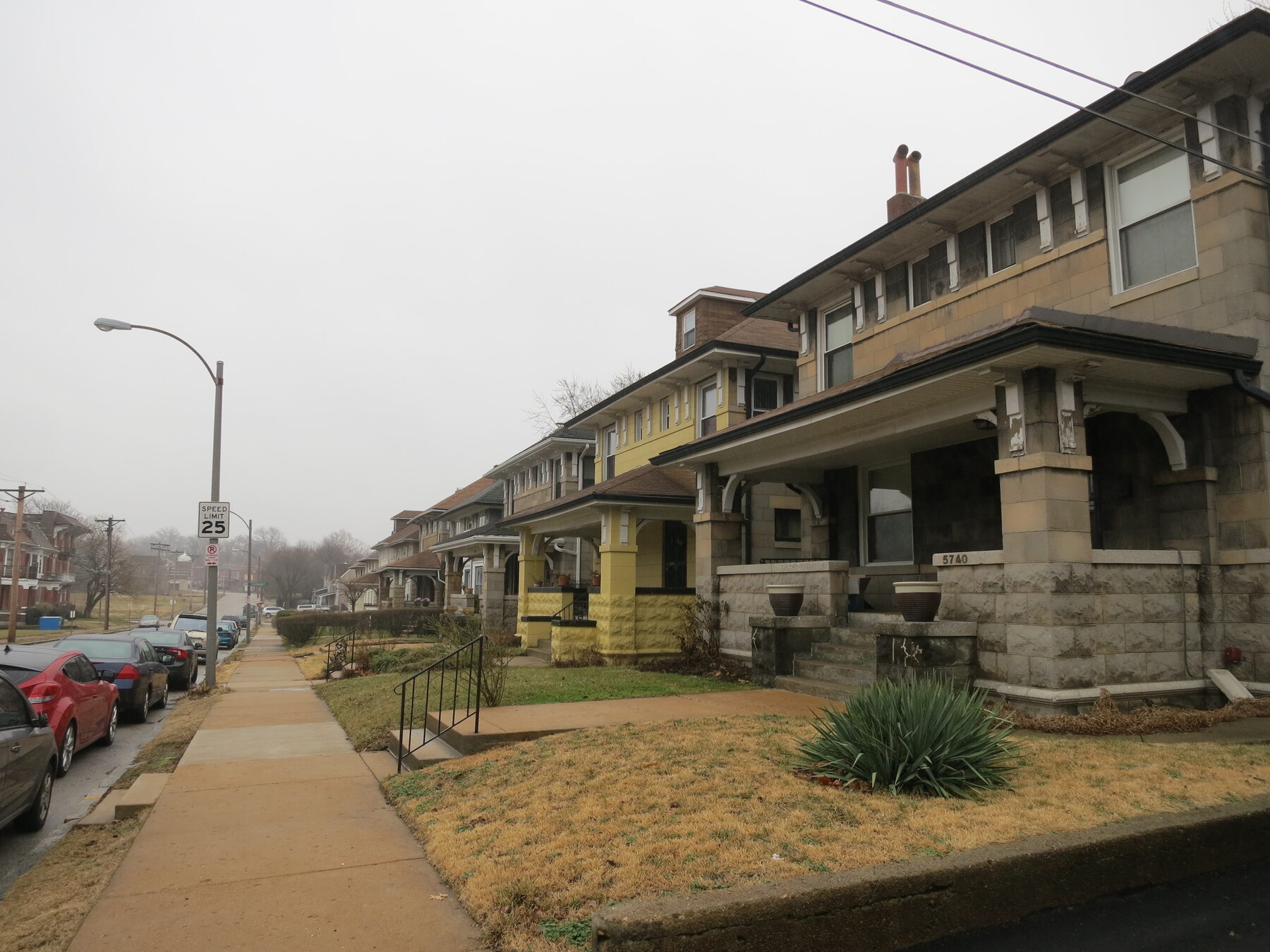 Concrete block residential building showing masonry construction